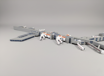 LONDON HEATHROW Terminal 3 (T3) 1:400 Scale Building Model Diorama + Bridges