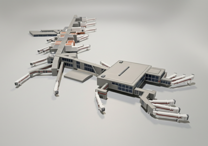 LONDON HEATHROW Terminal 3 (T3) 1:400 Scale Building Model Diorama + Bridges