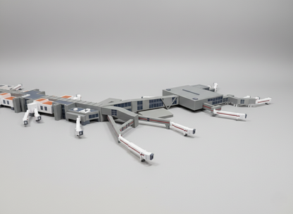 LONDON HEATHROW Terminal 3 (T3) 1:400 Scale Building Model Diorama + Bridges