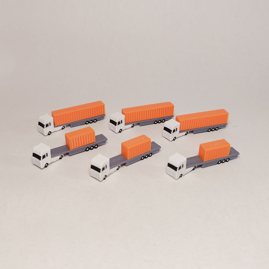 6x Orange Articulated Container Truck/Lorry Airport GSE Vehicle 1:400 Scale Models