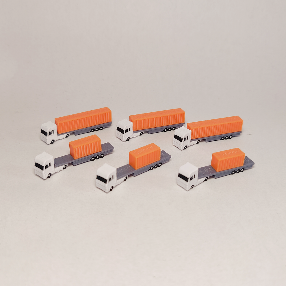 6x Orange Articulated Container Truck/Lorry Airport GSE Vehicle 1:400 ...