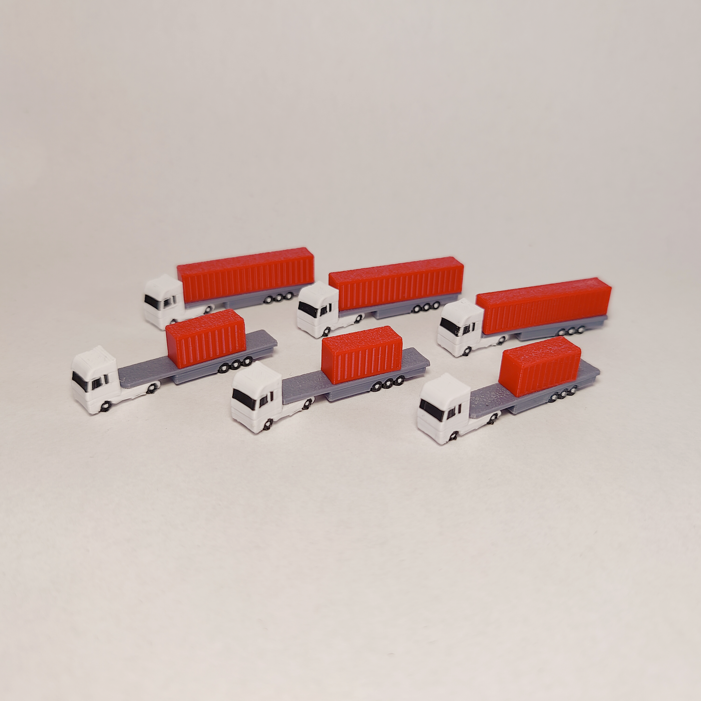 6x Red Articulated Container Truck/Lorry Airport GSE Vehicle 1:400 Scale Models