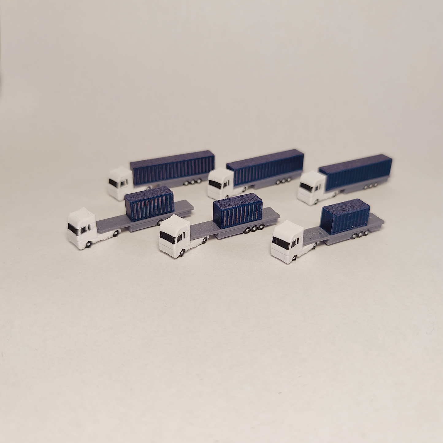 6x Blue Articulated Container Truck/Lorry Airport GSE Vehicle 1:400 Scale Models