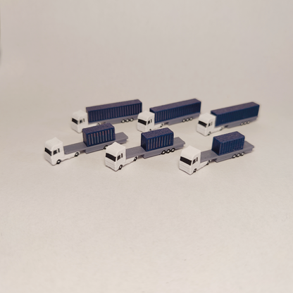 6x Blue Articulated Container Truck/Lorry Airport GSE Vehicle 1:400 Scale Models