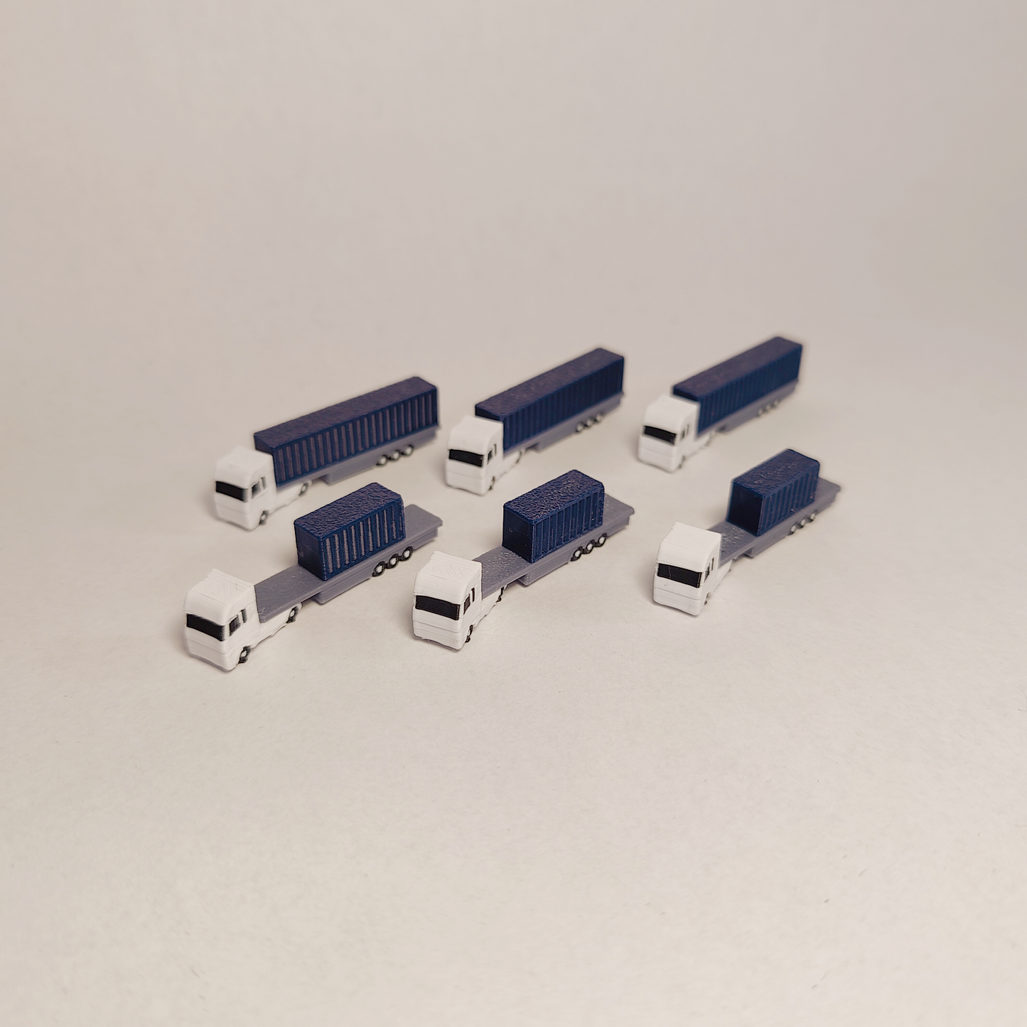 6x Blue Articulated Container Truck/Lorry Airport GSE Vehicle 1:400 Scale Models