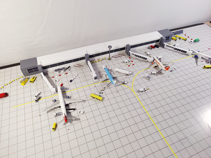 Regional Airport Terminal Building with Extending Bridges Model 1:400 Scale Diorama