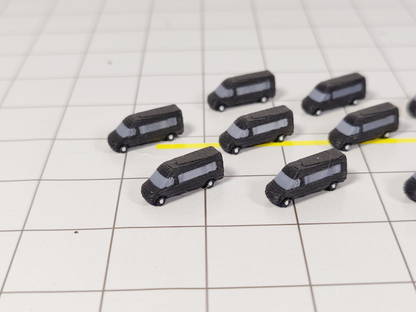 10x Black Airport VIP/Crew Minibuses/Vans Aircraft Vehicles Models 1:400 Scale