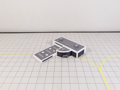 AIRPORT FBO Business Jet Terminal + Hangar Aircraft Building Diorama 1:400 Scale
