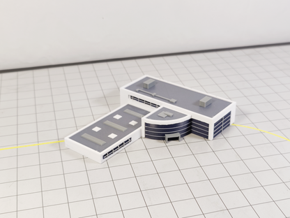 AIRPORT FBO Business Jet Terminal + Hangar Aircraft Building Diorama 1:400 Scale