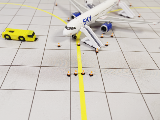 100x Orange/White TRAFFIC CONES Airport Stand GSE Models 1:400 Scale Diorama