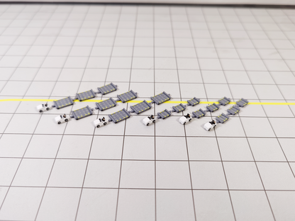 6x White TUG & DOLLY ULD CARGO TRAILERS Airport GSE Vehicle Models 1:400 Scale