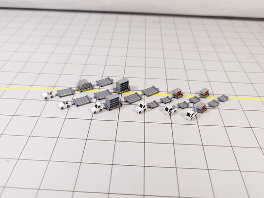 6x White TUG & DOLLY ULD CARGO TRAILERS Airport GSE Vehicle Models 1:400 Scale