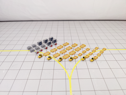 6x DHL Yellow TUG & DOLLY ULD CARGO TRAILERS Airport GSE Models 1:400 Scale
