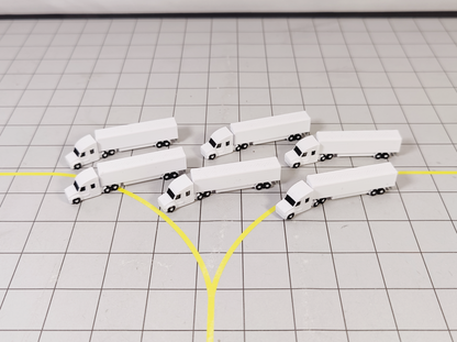 6x ARTICULATED TRUCKS US Style Airport GSE Service Vehicles 1:400 Scale Diorama