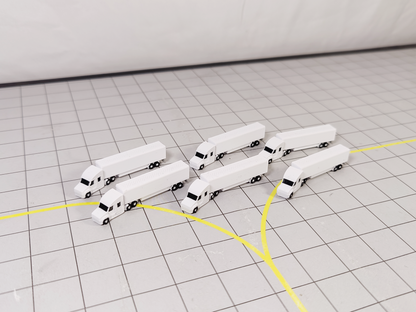 6x ARTICULATED TRUCKS US Style Airport GSE Service Vehicles 1:400 Scale Diorama