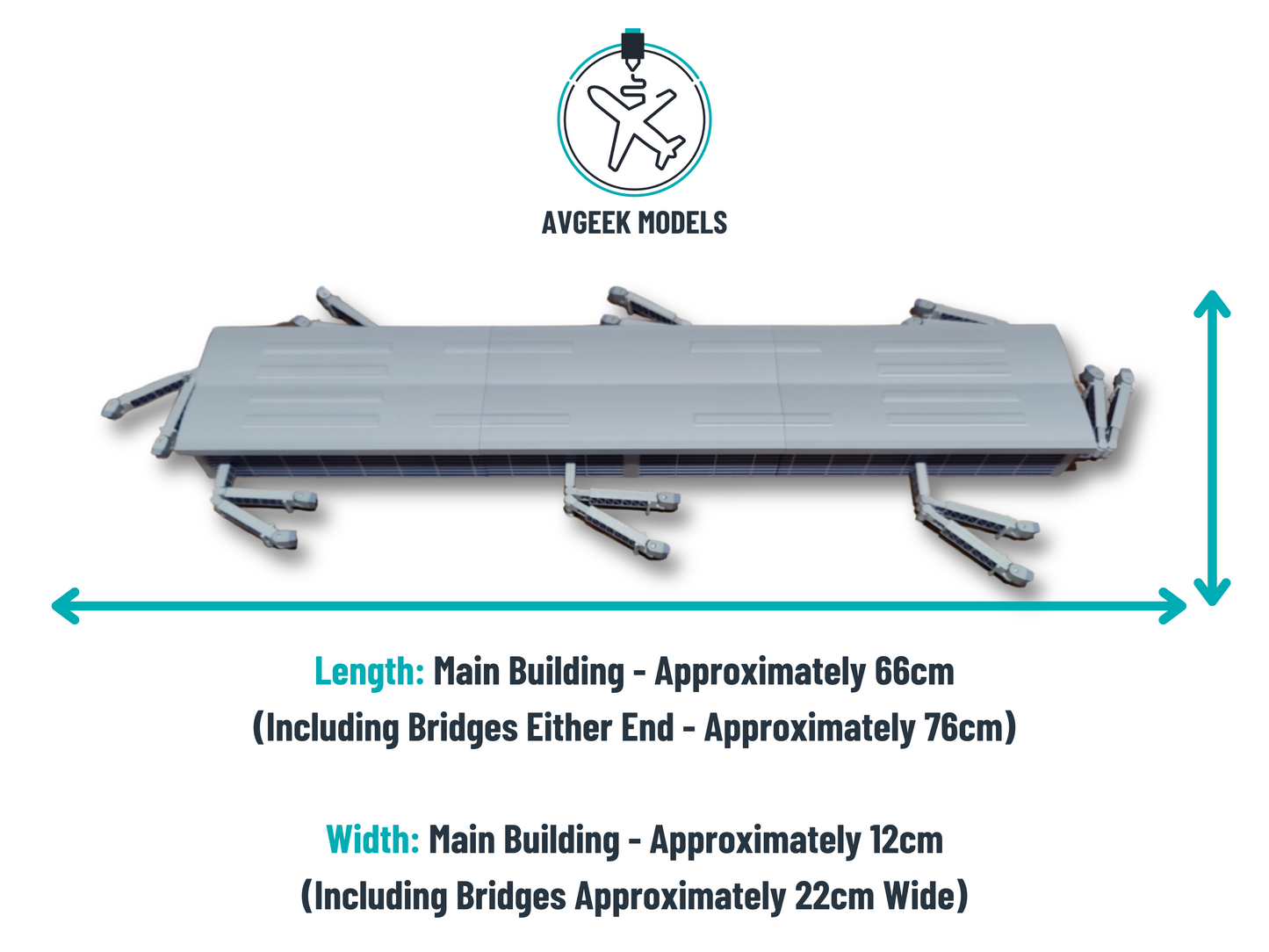 LARGE AIRPORT TERMINAL BUILDING (1:400 Scale) + EXTENDING BRIDGES Model Diorama