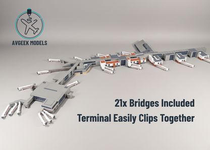 LONDON HEATHROW Terminal 3 (T3) 1:400 Scale Building Model Diorama + Bridges