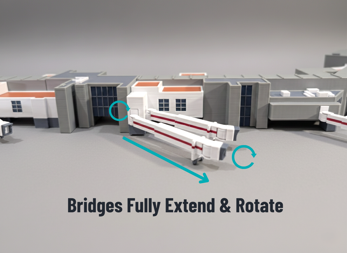 LONDON HEATHROW Terminal 3 (T3) 1:400 Scale Building Model Diorama + Bridges