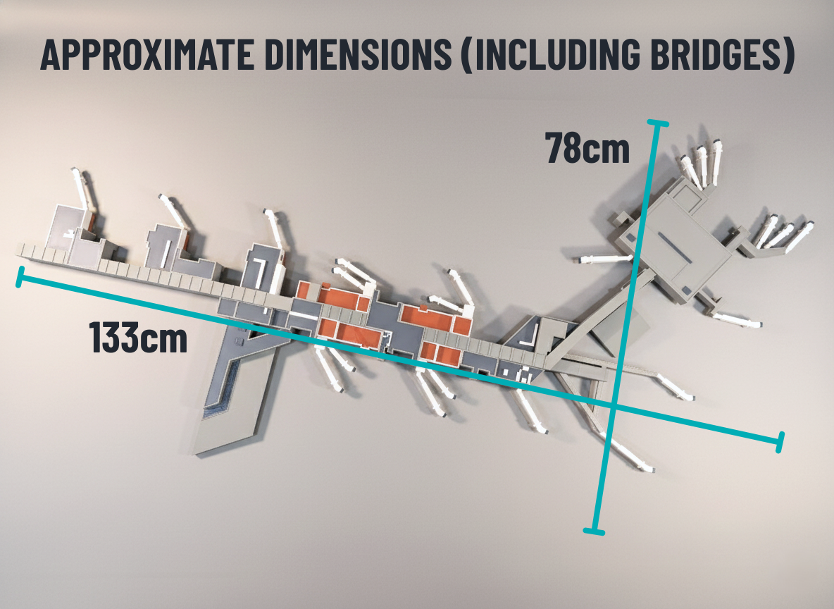 LONDON HEATHROW Terminal 3 (T3) 1:400 Scale Building Model Diorama + Bridges