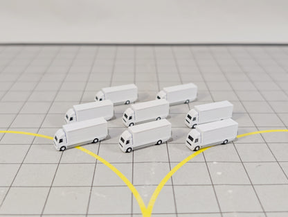 RIGID TRUCKS (x8) Airport Cargo Lorry GSE Vehicles 1:400 Scale Scenery Diorama