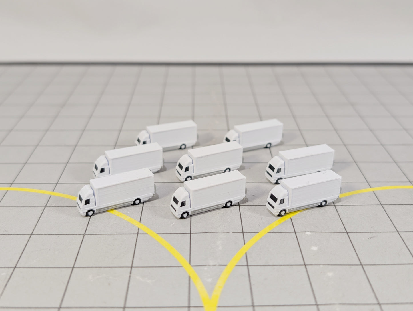 RIGID TRUCKS (x8) Airport Cargo Lorry GSE Vehicles 1:400 Scale Scenery Diorama