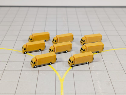 RIGID TRUCKS (x8) Airport Cargo Lorry GSE Vehicles 1:400 Scale Scenery Diorama