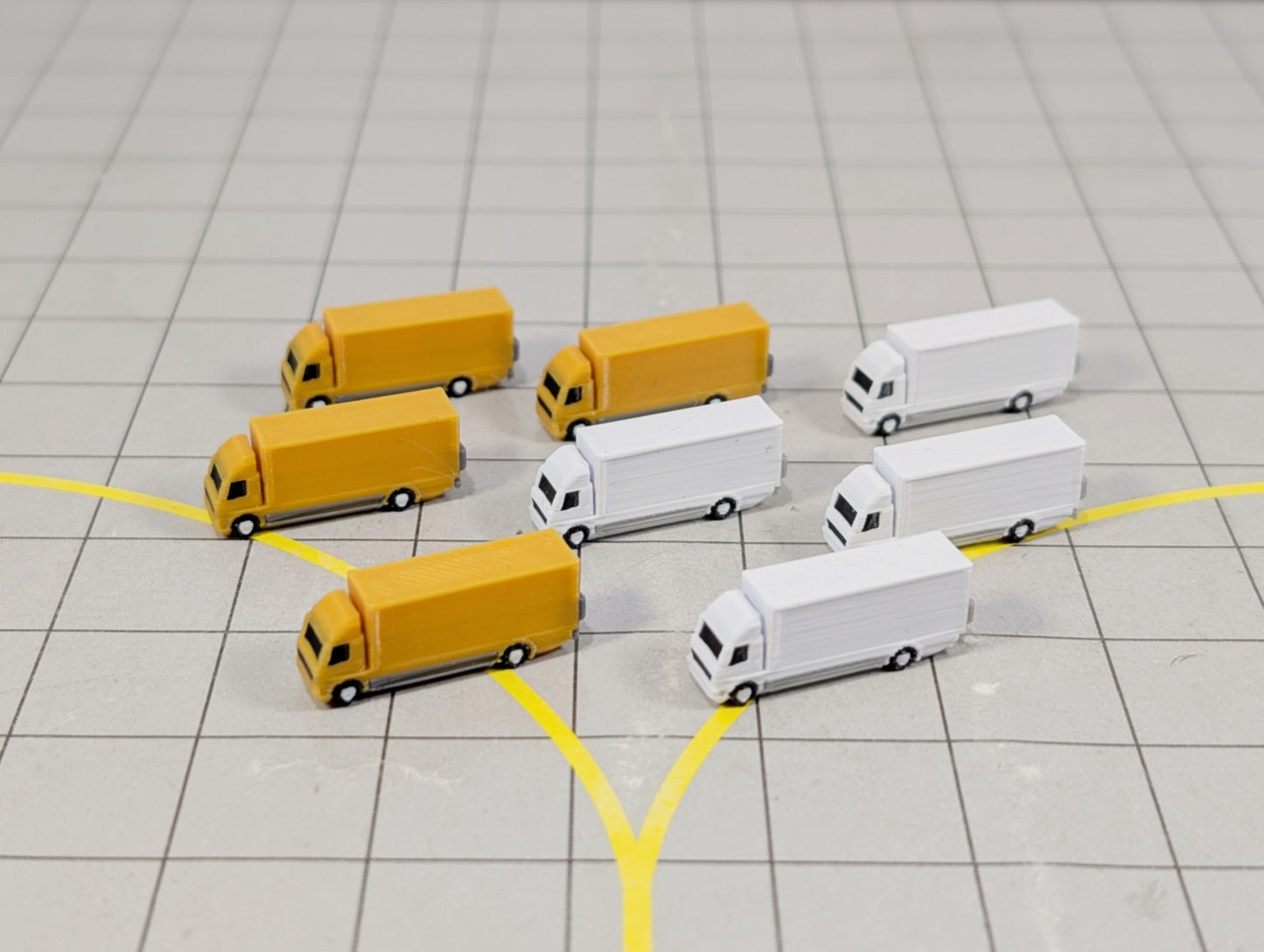 RIGID TRUCKS (x8) Airport Cargo Lorry GSE Vehicles 1:400 Scale Scenery Diorama