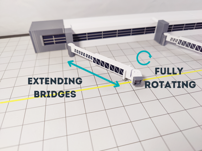 Regional Airport Terminal Building with Extending Bridges Model 1:400 Scale Diorama